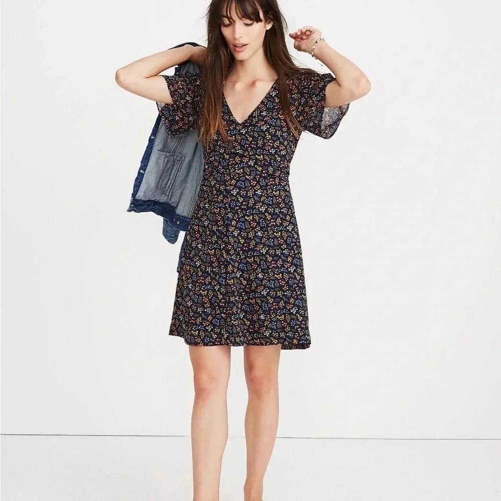 Madewell Cross-Front Mini Dress in Garden Party